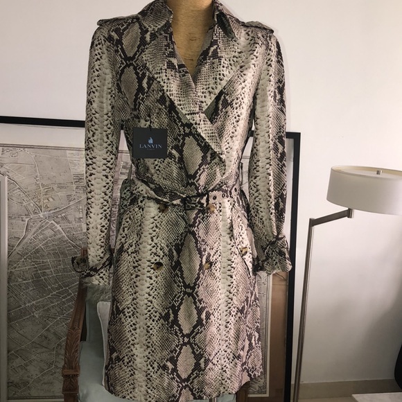 LANVIN 
snakeskin print double-breasted trench coat Size 36 - Picture 6 of 12